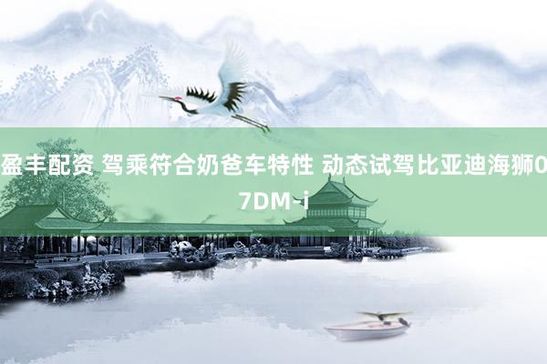 盈丰配资 驾乘符合奶爸车特性 动态试驾比亚迪海狮07DM-i